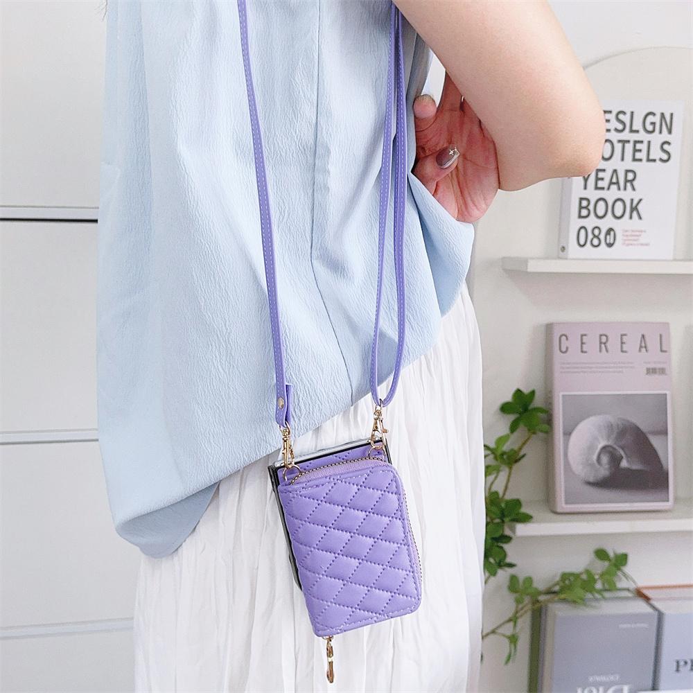 Reißverschluss Crossbody Geldbörse mit Kartenhalter Handyhülle für Samsung Galaxy Z Flip 6 5 4 3 Flip6 Flip5 Flip4 Flip3 5G Lederhülle