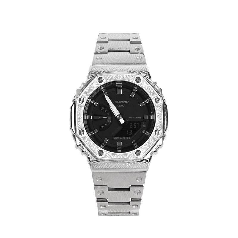 

CASIO Custom Collection Quartz Movement Stainless Steel Watchband Watch Unisex Black Dial GA-2100-1A(Watch8--) Vintage carved mahogany