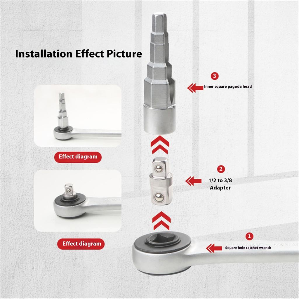 1/2 3/8 Drive Universal Pagoda Head Valves Joints 5 Step Stepped Radiator Spud Wrench Valves Lugs Repair
