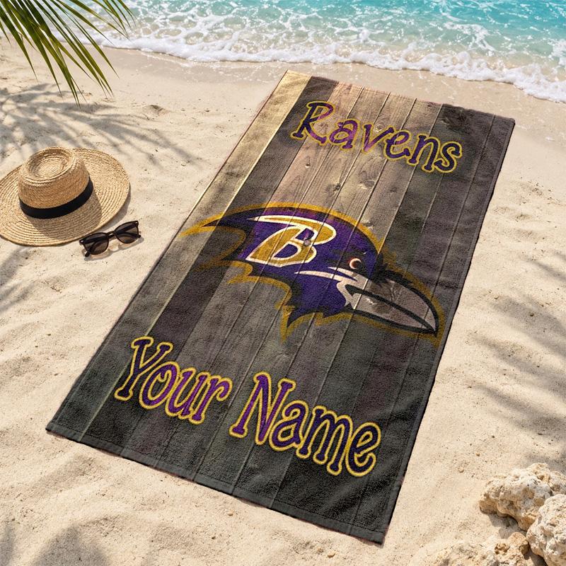 Baltimore Ravens Custom Name Beach towels also serve as bath towels summer essential a musthave for the outdoors the beach and the pool