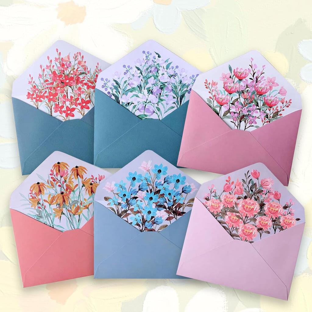 36-Piece Stationery Set - Vintage Flower Design Writing Paper and Envelopes for Letters, Invitations, and Gifts (24 Sheets of Writing Paper + 12