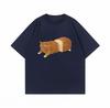 Summer Loose Funny Bread Cat Print Tshirt Unisex Oversized Cotton Short Sleeve Tee Harajuku Streetwear Casual Summer Tops