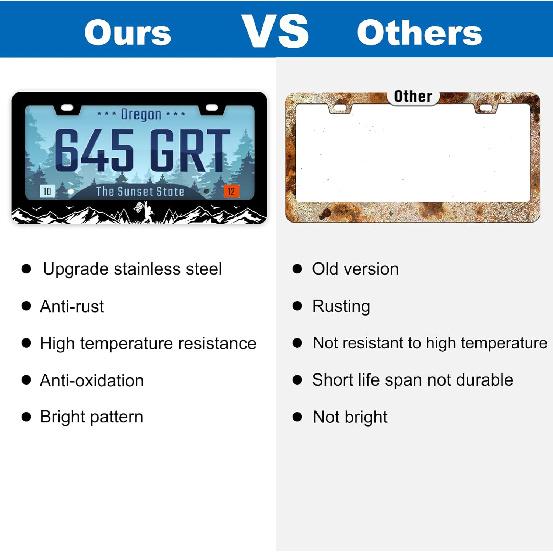 FIORDY 2Pcs Bigfoot License Plate Frame Personalized License Plate Frames Auto Accessory Bracket Stainless Steel License Plate Holder With Screws For