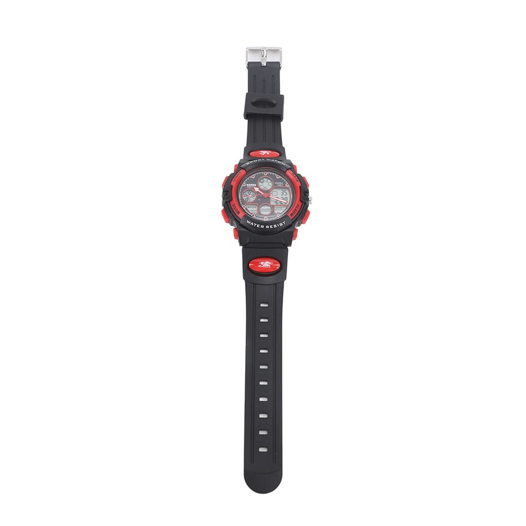 Children Digital Watch Waterproof Dual Movement Multifunctional Soft PU Strap LED Watch