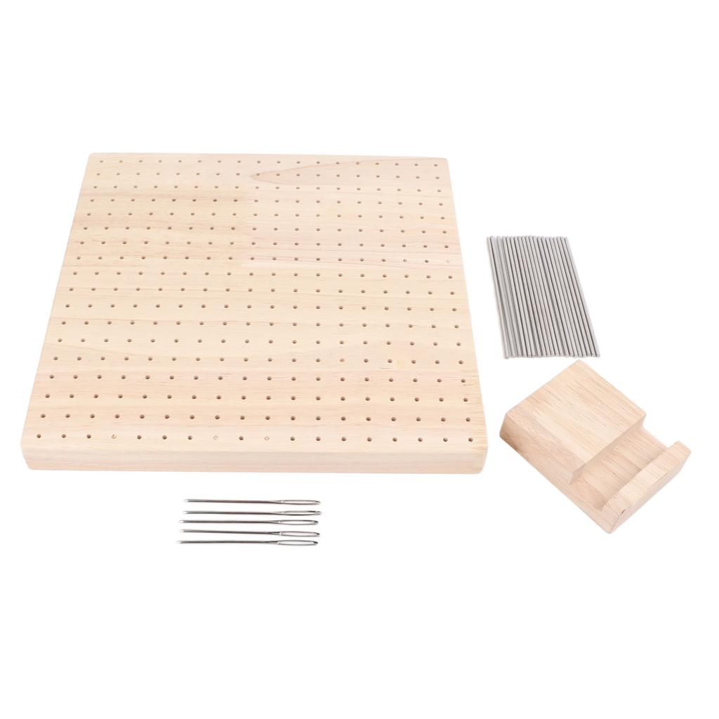 9.3in Rubber Wooden Crochet Blocking Board Crochet Accessories with 20pcs Steel Pins Stand for Knitting Crochet Projects