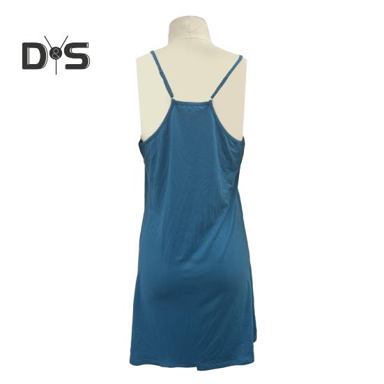 Damen Nachthemd Ärmelloses Chemise Pyjamakleid Spaghettiträger Racerback Tankkleid mit Taschen Sommer Lockere Nachtwäsche