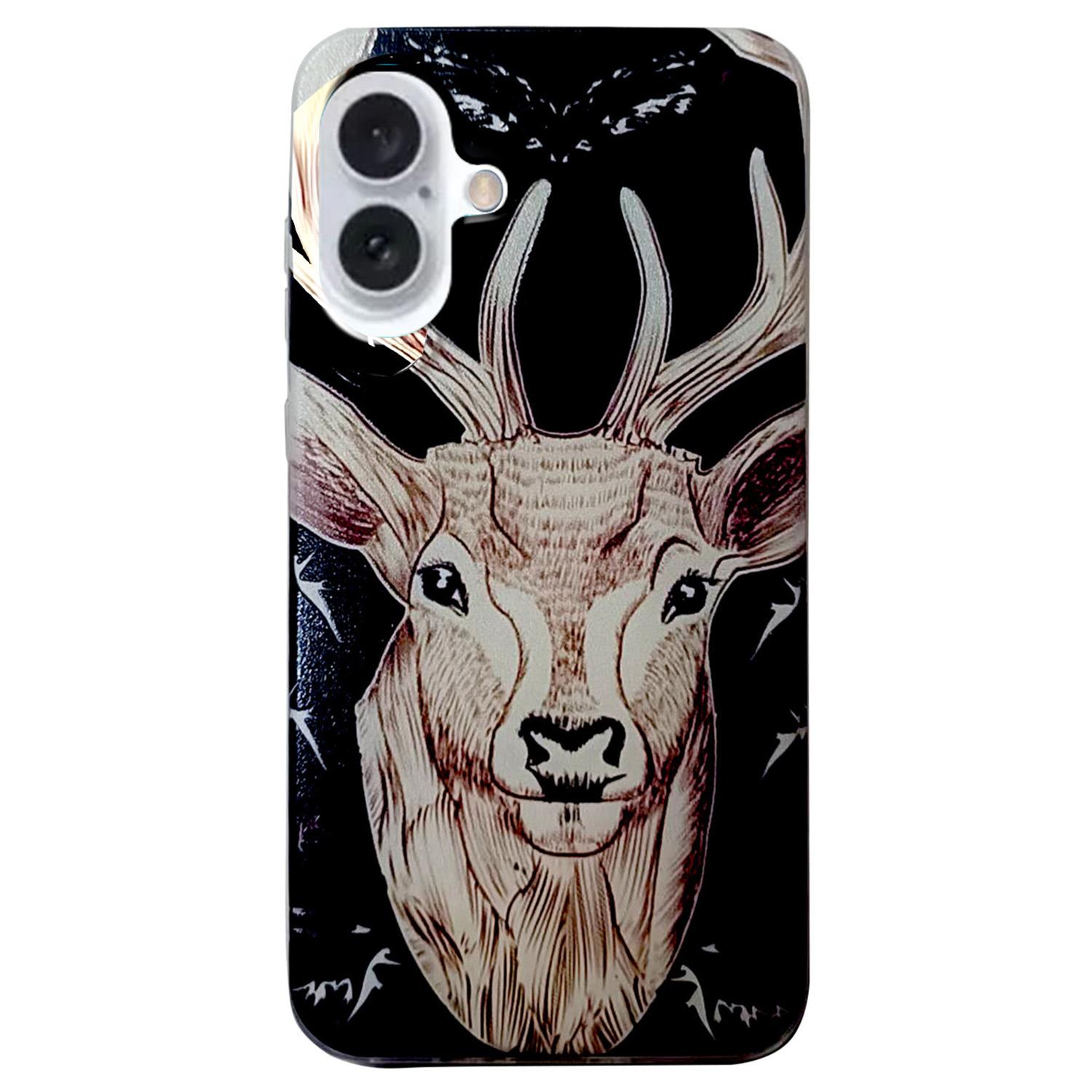 

For iPhone 16 Case Pattern Printing TPU Cover Mobile Accessory Wholesale Deer Head