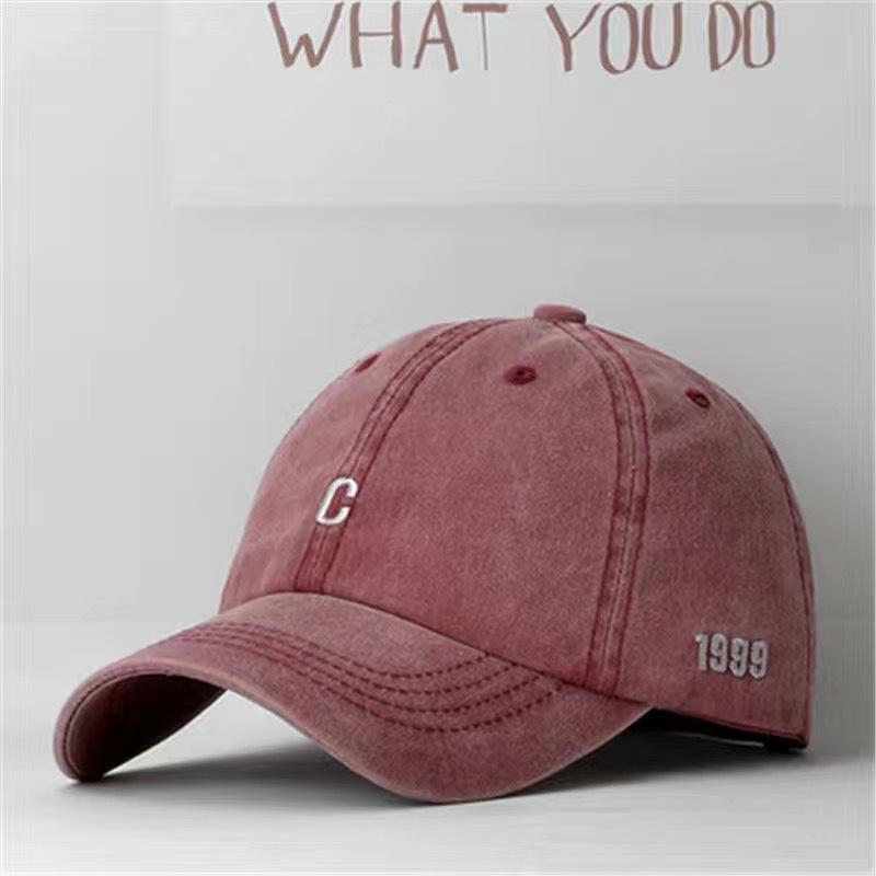 Washed Black Baseball Cap Men Women's Vintage Dad Hat with Embroidery Adjustable Casual Duck Tongue Hat