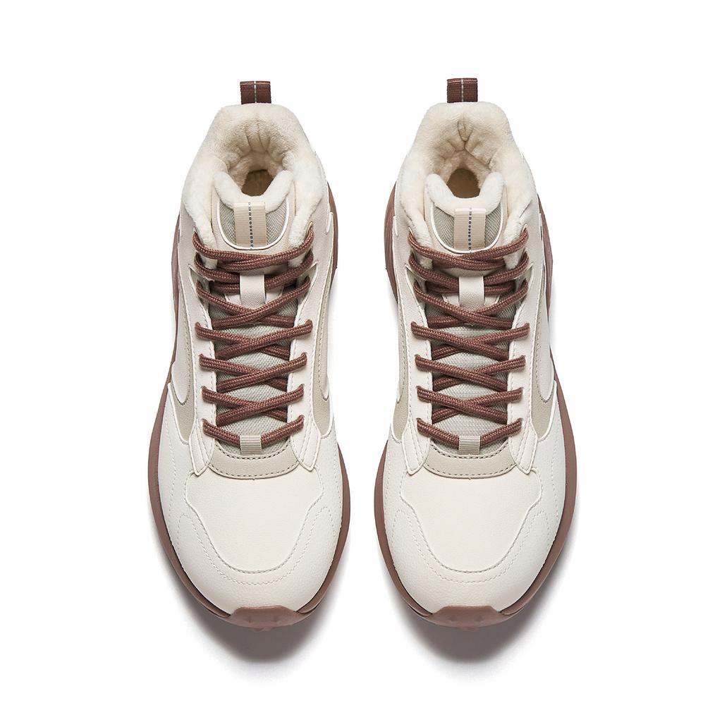 Anta Tazhou Synthetic Leather Fabric Retro Trendy Fashion Wear-Resistant Shock Absorption High-Top Casual Shoes Women Casual Shoes 922548922-1