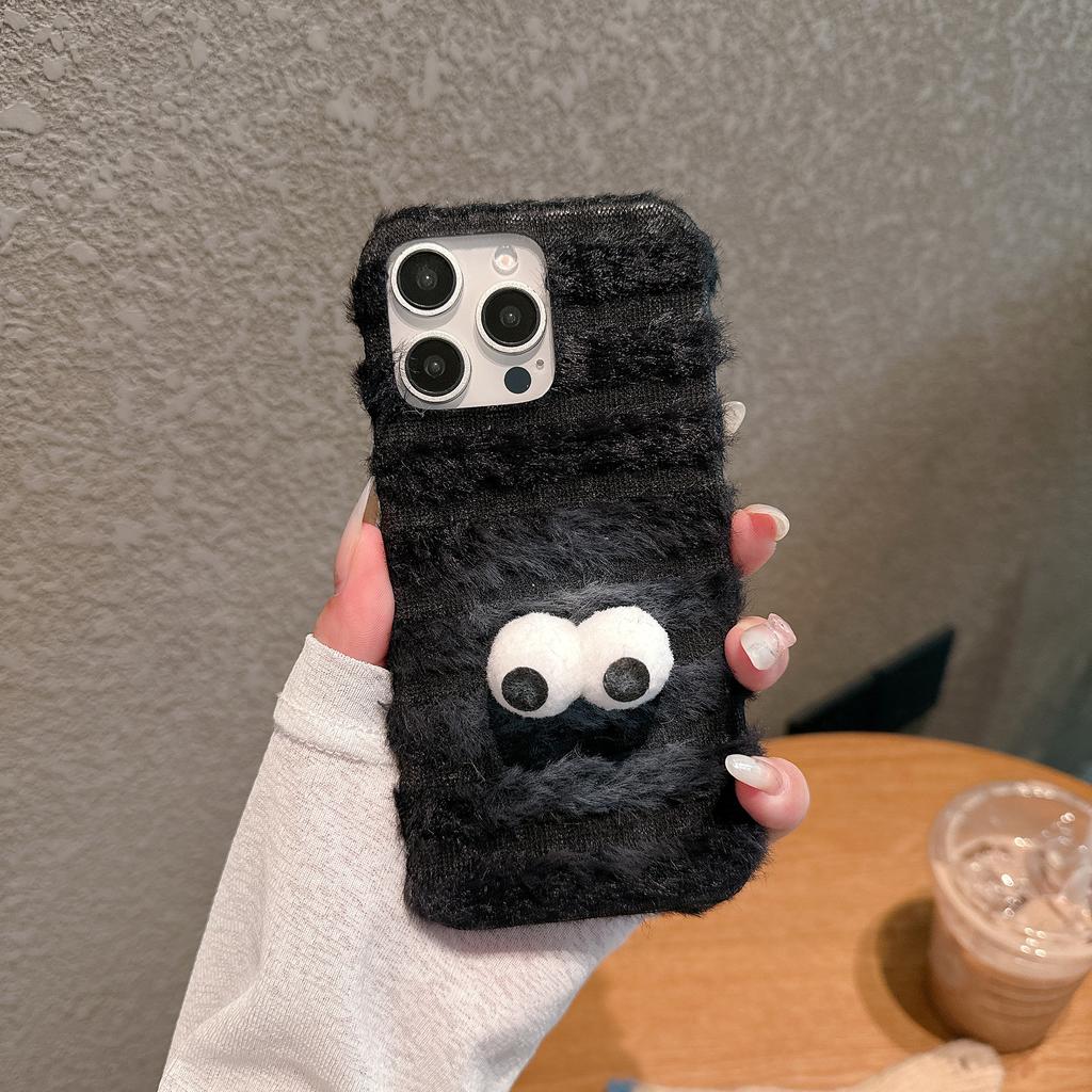 For iPhone 16 Pro Max Case Cute Furry Warm Plush Hard PC Winter Phone Cover