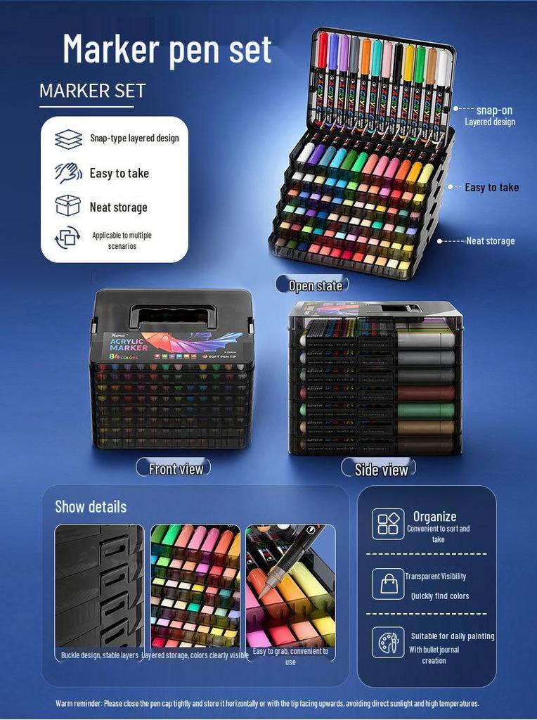 Kusai Stackable Quick-Drying Waterproof Soft Tip Acrylic Marker Pen