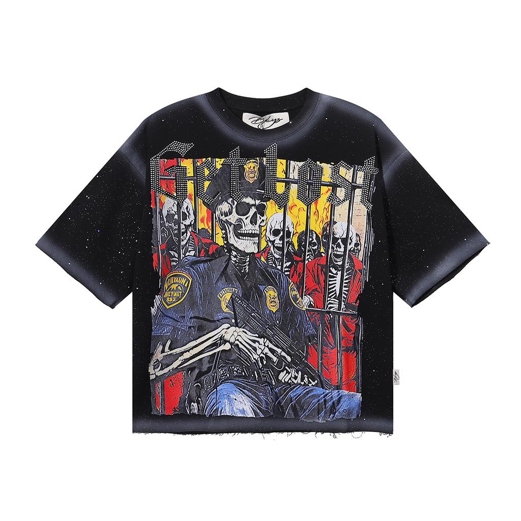 BK06 Summer European and American Trendy Brands Unisex Loose Cotton T-shirt Couple T-Shirt