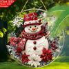 Christmas Snowman Sun Catcher. Window hanging decor for bedroom, living room & patio.