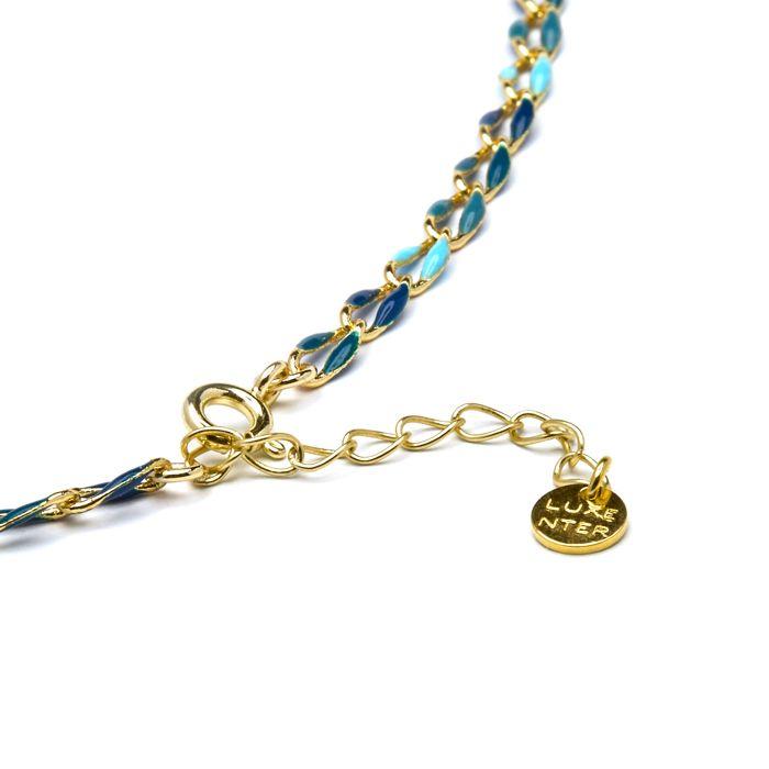 Collier Luxenter en argent 925 et finition on or 18k laqué bleu - Shione