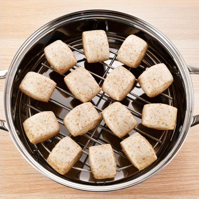 Stainless Steel Round Multifunctional Steaming And Baking Rack - a Three-In-One Tool: Steamer Layer Rack, Oven Cooling Rack