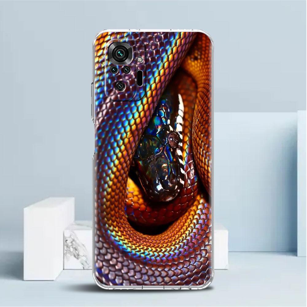 Snake Skin Print Case For Xiaomi Redmi Note 11 Pro 10 9 9S 8 8T 7 9A 9C 9T 10 10C K40 Clear TPU Soft Phone Cover