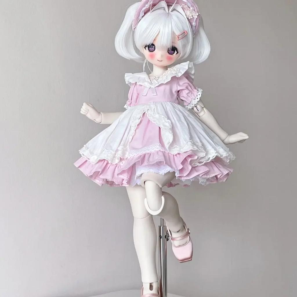 1/4 Doll's Clothes Suit for 45cm Bjd Doll Dress Up Toys Play House Headwear + Skirt + Skirt Support Doll Accessories, No Doll