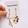 Personality Fun Brush Drawing Board Earrings Book Ruler Artist Brush Earrings for Woman Girl Jewelry Gift