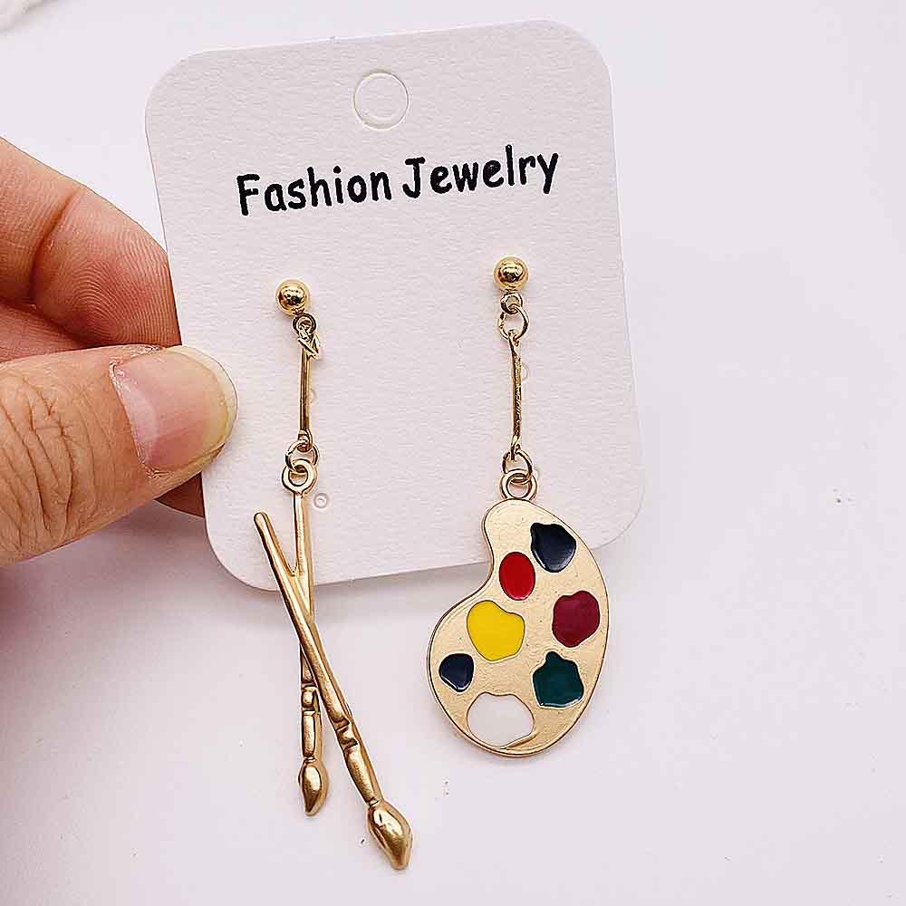Personality Fun Brush Drawing Board Earrings Book Ruler Artist Brush Earrings for Woman Girl Jewelry Gift