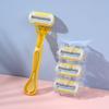 Manuelles Rasierset mit Griff und vier Ersatzklingen, inklusive schützender Aufbewahrungstasche und Reinigungsbürste für die persönliche Pflege