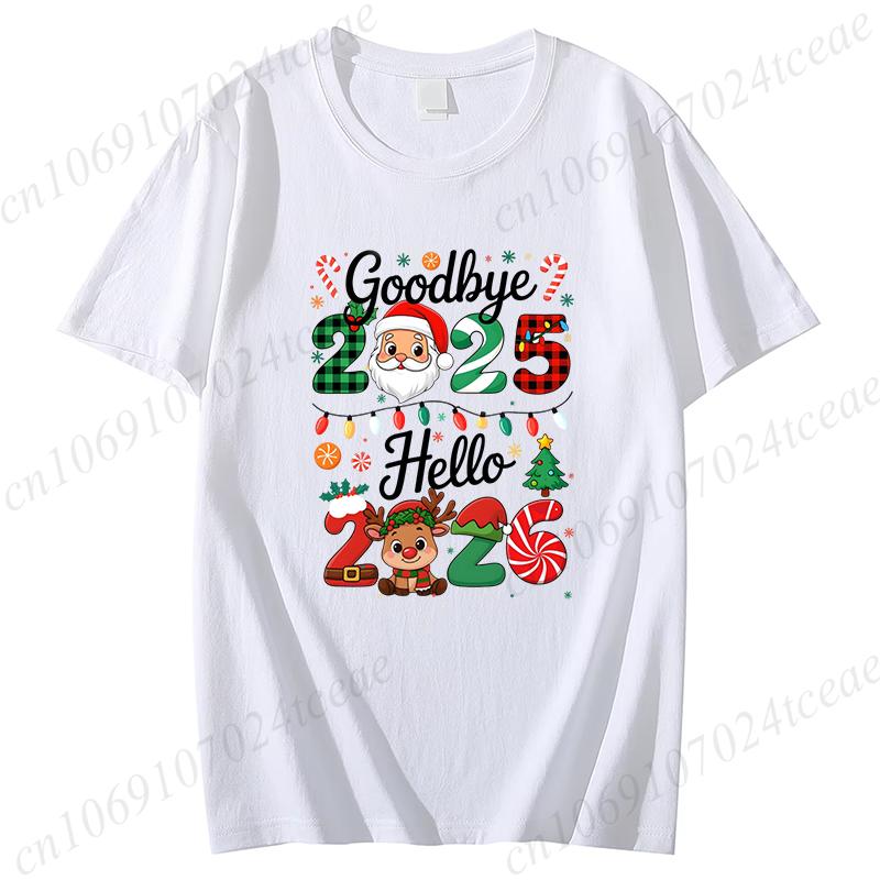 Goodbye 2025 Hello 2026 Tee Happy New Year 2026 Crew TShirts Christmas Matching Family tops New Year New Me TShirts Gift