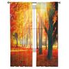 Maple Leaf Autumn Forest Landscape Tulle Curtains Living Room Bedroom Decoration Voile Window Party Drapes Curtain Sheer Polyester Ideal For Area