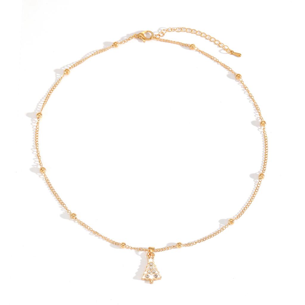 Christmas Necklace Hot-selling Fashion Dripping Oil Snowflake Bell Christmas Tree Pendant Simple Versatile Item