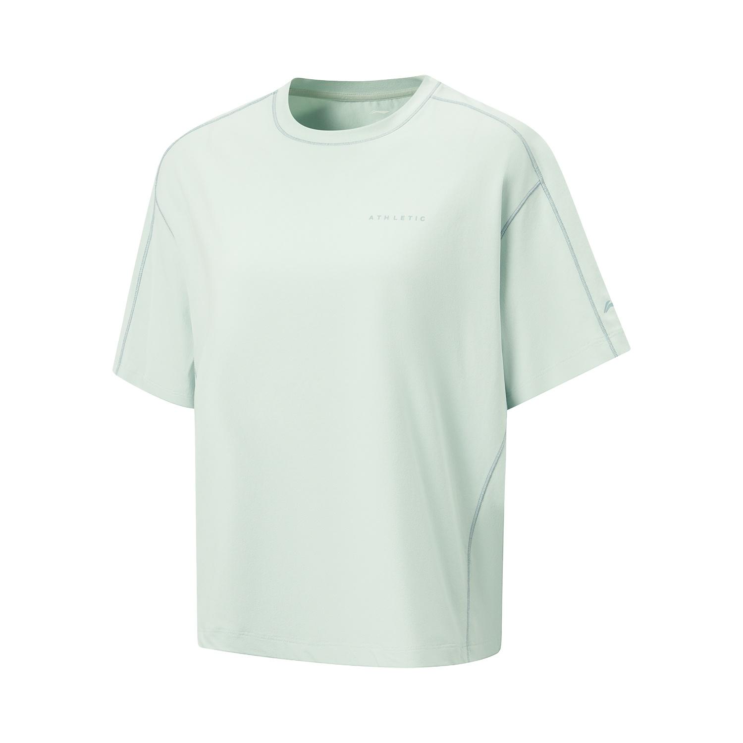 Li-Ning Fitness Series Round Neck Brand Logo Stitching T-Shirt Women tops ATSW344-3 S