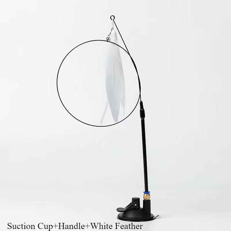 Cross-Border Cat Teaser Toy: Suction Cup Feather & Bell, Detachable, Bite-Resistant, Self-Entertainment.