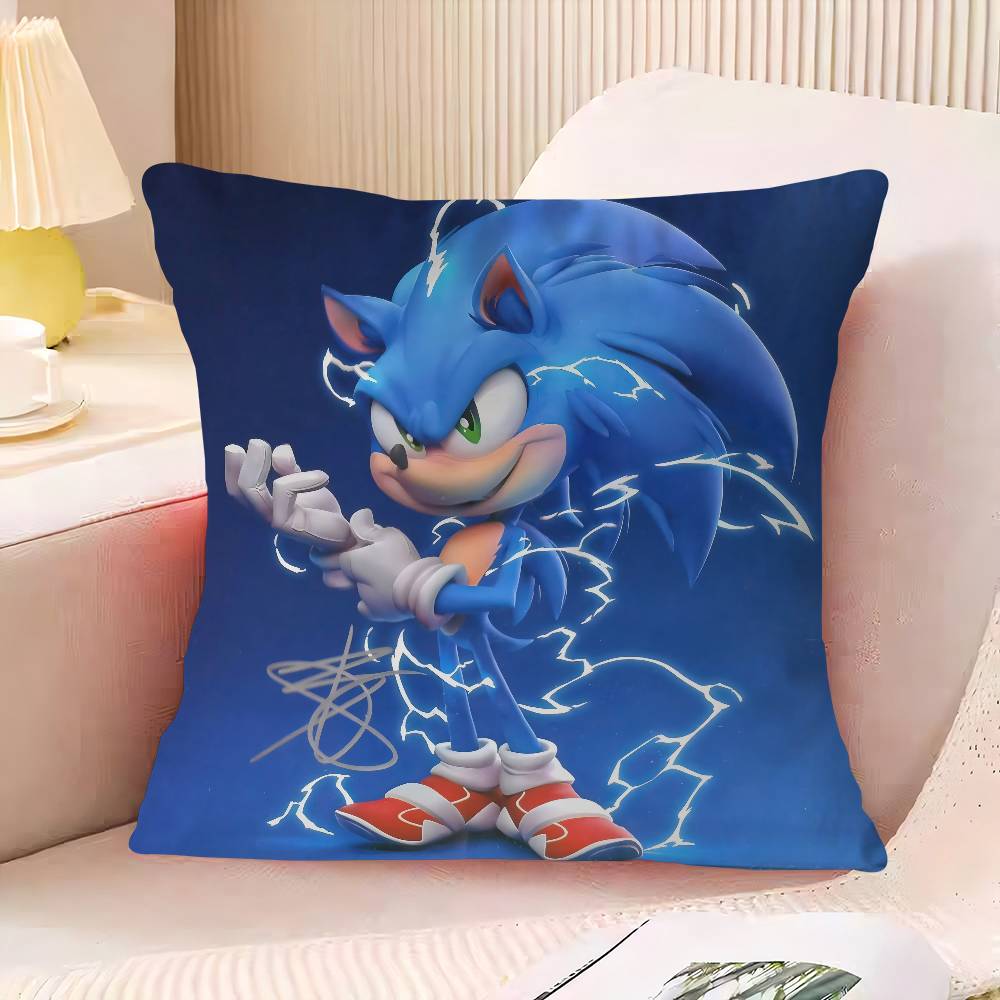 

S-Sonic H-Hedgehog Pillowcase Toon Gift Cushion Cover Bedroom Home Sofa Chair Seat Decor Pillow Case 16x16Inch