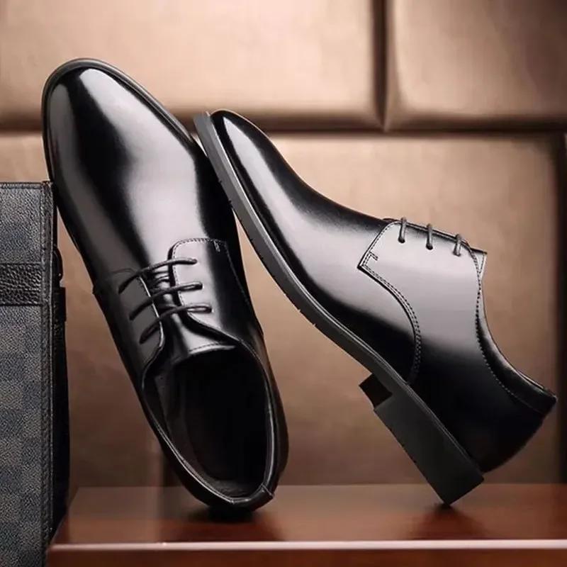 Men's Leather Shoes Lace Up Oxfords Spring Autumn Best Man Men's Business Formal Wear Casual Shoe Plus Size 47 Male Dress Shoes
