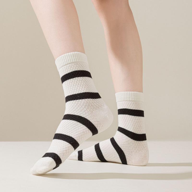 Mid-calf Socks for Girls' School Spring and Summer, Thin Pile Socks, Cotton Wide Straight Socks, Cotton Socks for Girls