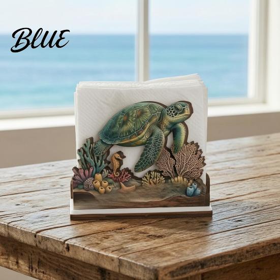 Sturdy Napkin Holder for Home Decor Rustic Wooden Holder Octopus/Bird/Goose/Turtle/Black Bear/Elephant Pattern Compact Tissue Organizer Countertop