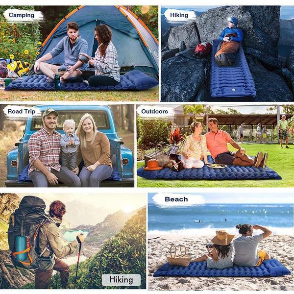 Outdoor Camping Inflatable Mattress, Foot Step On Automatic Inflatable Mattress, Press Rhombus TPU with Pillow Camping Tent Sleeping Mat