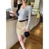 Elegant French Style Long-Sleeve Women's Slim Fit Top - 2026 Autumn/Winter Round Neck Base Layer