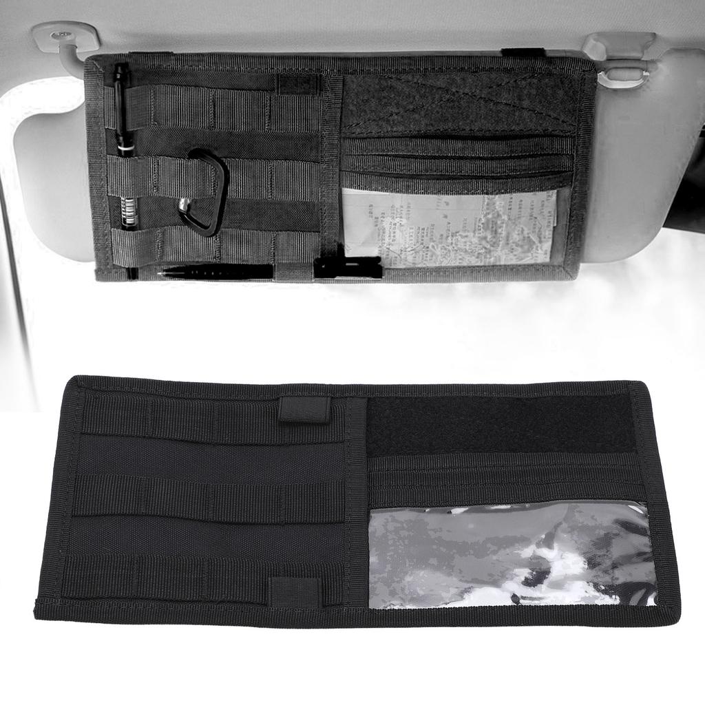 Vehicle Sun Visor Storage Bag Multifunctional Car Sun Visor Organizer for Most VehicleBlack
