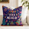 Viva Mexico Purple Cushion Cover Natural Linen Organic Fabric Double-Sided Printing Sofa Home Decor Gift Pillow Cover
