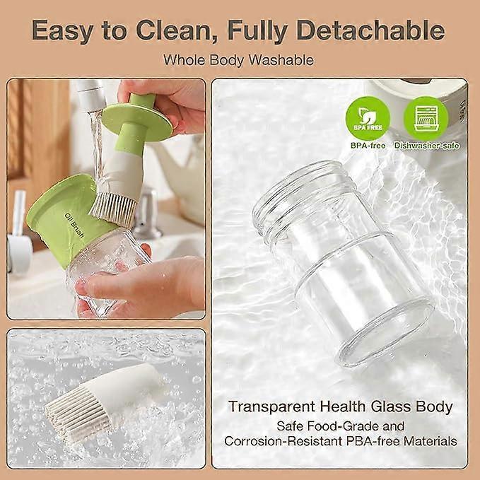 Oil Dispenser Bottle with Heat Resistant Brush, Glass Oil Dispenser for Kitchen, Oil Container with Silicone Basting & Pastry Brush for Cooking BBQ Vi