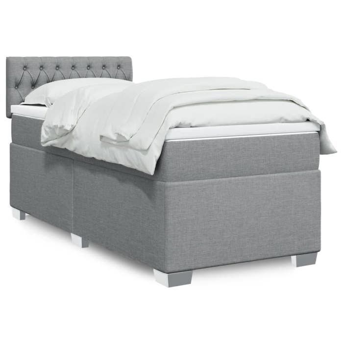 Maison Exclusive - Sommier à lattes de lit et matelas Gris clair 90x190 cm Tissu
