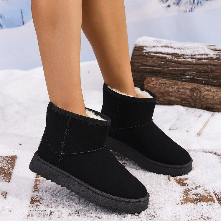 Women's plush lining-soft and not tired feet thick bottom heightening home and outdoor thickening warm lightweight comfortable cotton shoes snow boots