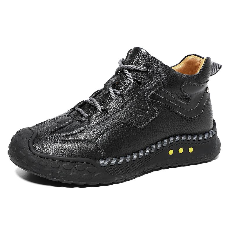 Men's High-top Hiking Boots Casual Sneakers Handmade Leather Shoes 39-46