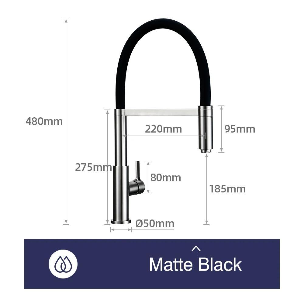 Brushed Gold Kitchen Faucet Hot And Cold Water Tap Black Hose Matte Gold Spout Sink Mixer Made Of Lead Free Copper