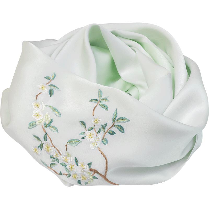 

Zhenjinlou Women s Hand-Embroidered Mulberry Silk Scarf & Shawl
