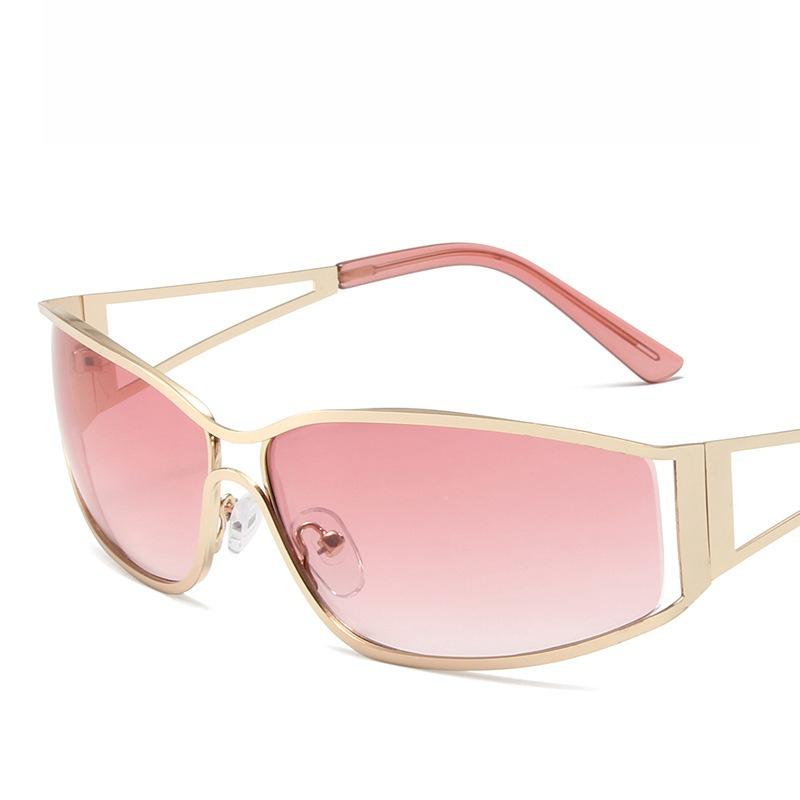 Novos Óculos de Sol Y2K Personalizados da Moda para Mulheres Armação de Metal Retrô Vazada Óculos de Sol para Turismo de Verão 2025