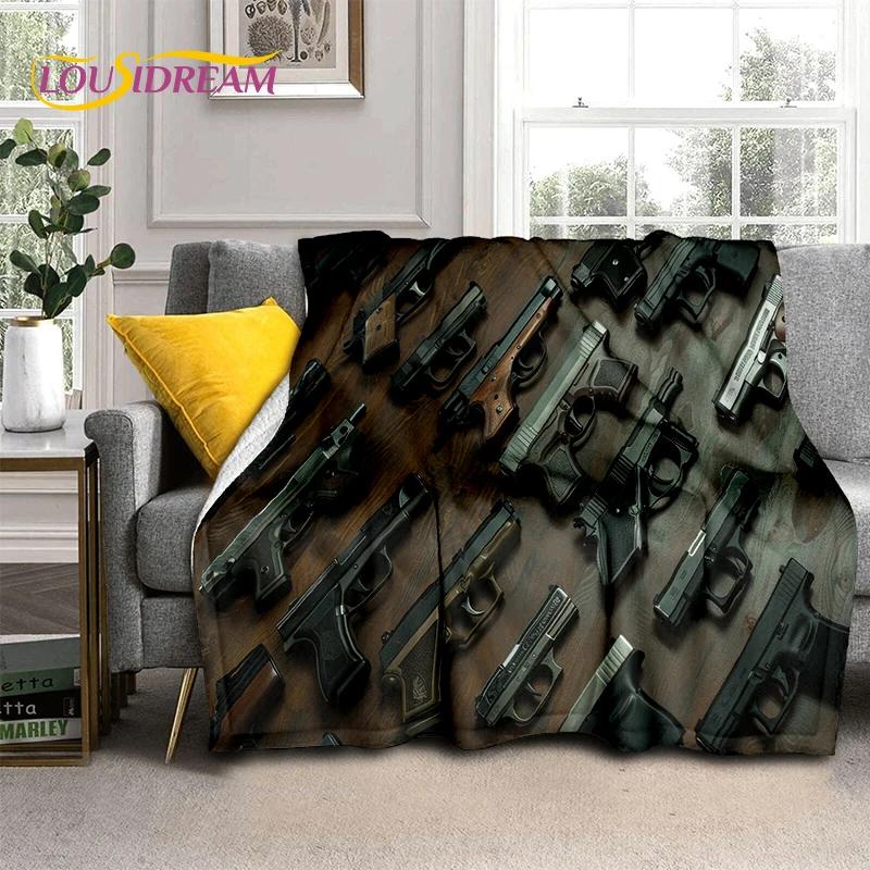 29 Style Retro Guns Pistol Ammunition Bullet Cartridge AK M4 Soft Flannel Blankets,Throw Blanket for Picnic Beds Sofa Bedroom