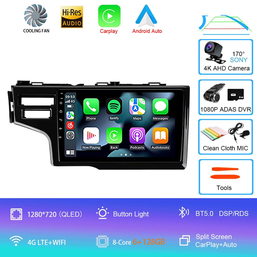 Car Radio Android 14 Carplay Auto Multimedia Player For Honda Fit Jazz 2014 2015 2016 2017 Autoradio GPS Stereo 2din Head Unit