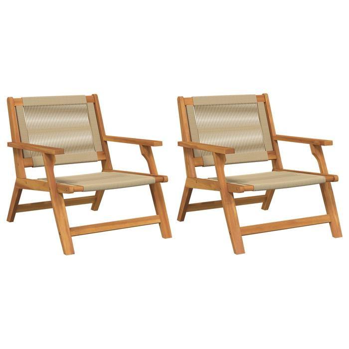 VidaXL Chaises de Jardin 2 pcs Beige 67x77x73 cm Bois Massif d'Acacia 367833