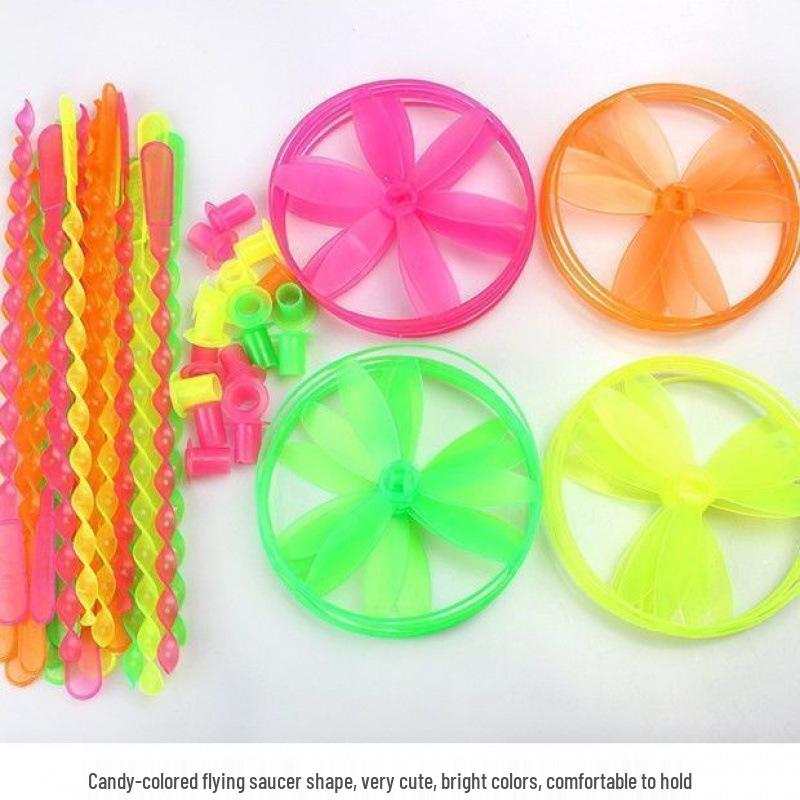 Classic Flying Fairy Bamboo Dragonfly: Large Hand-Pushed Flying Saucer Outdoor Toy for Kids Large Flying Fairy Set of 10