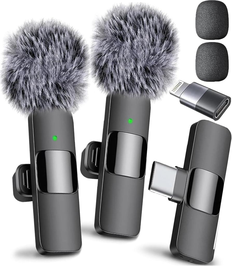 Wireless Microphone Lavalier Microphone for Video Recording - iPhone Mic Crystal Clear Recording with USB-C for Content Creators