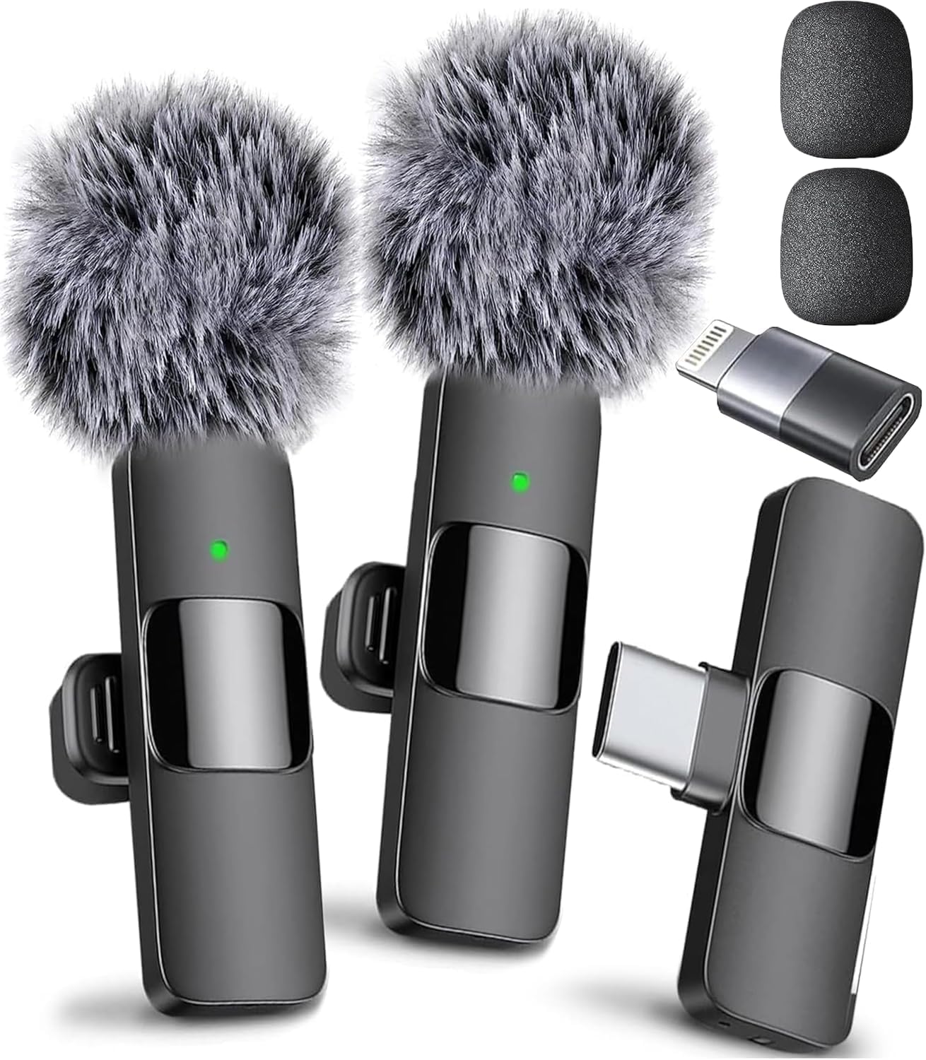 

Wireless Microphone Lavalier Microphone for Video Recording - iPhone Mic Crystal Clear Recording with USB-C for Content Creators All iPhones & Androids (USB-C + Lightning)